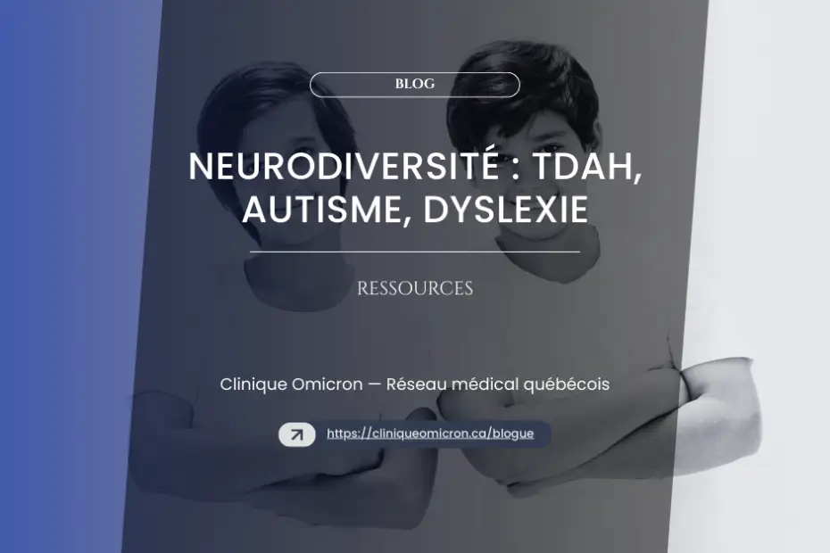 Two young men with neutral expressions, illustrating the theme of neurodiversity, in connection with ADHD, autism, and dyslexia, for the Omicron Clinic blog.