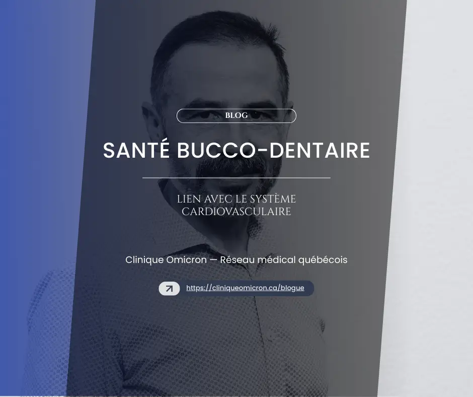 Homme souriant avec barbe, portant une chemise, illustrant l'importance de la santé bucco-dentaire et son lien avec la santé cardiovasculaire, Clinique Omicron.