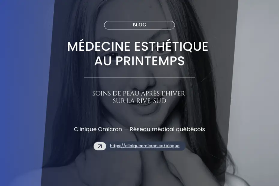 Femme souriante avec peau radieuse, promouvant la médecine esthétique au printemps, soins de peau après l'hiver, Clinique Omicron, Rive-Sud.