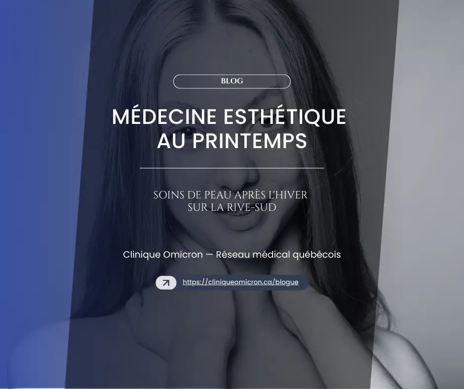 Femme souriante avec peau éclatante, mettant en avant des soins esthétiques au printemps, Clinique Omicron, soins de peau après l'hiver.