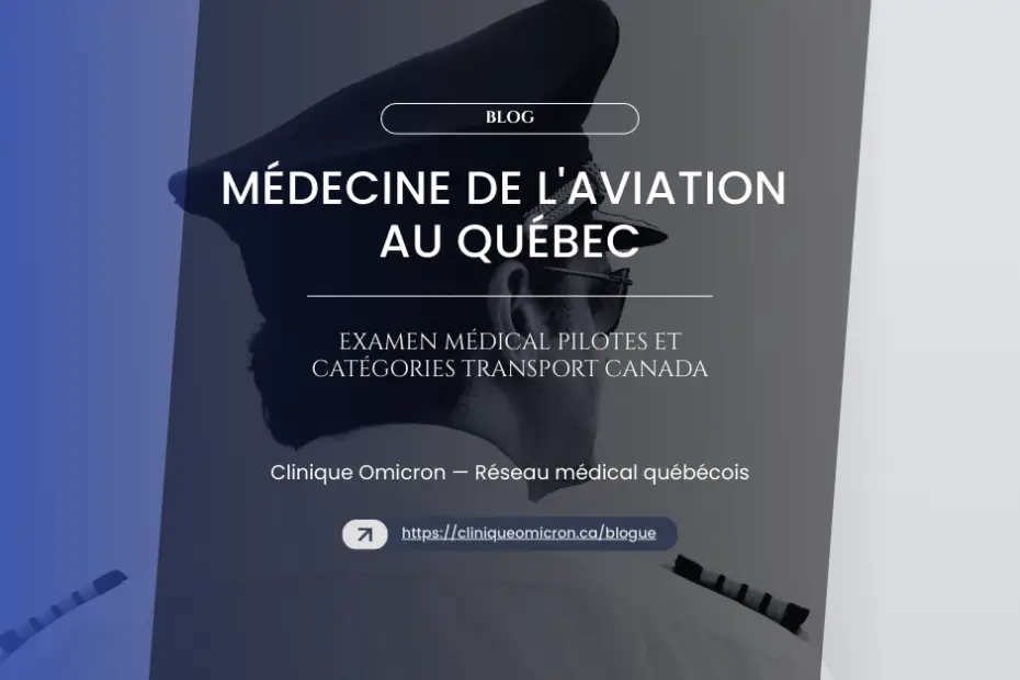 Aviation medicine in Quebec, uniformed pilot, medical exam for pilot certificates, Omicron Clinic.