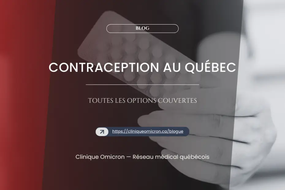 Contraceptive pill pack held by a hand, representing contraception options in Quebec, with emphasis on coverage by RAMQ.
