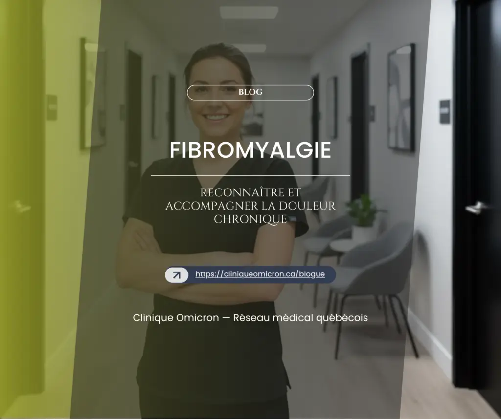 Smiling healthcare professional in a modern clinical setting, highlighting the theme of fibromyalgia and chronic pain support.