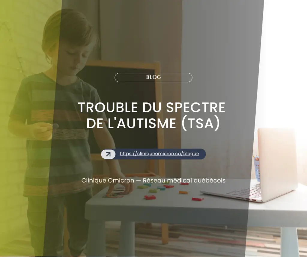 Enfant jouant avec des jeux éducatifs sur une table, illustrant le trouble du spectre de l'autisme (TSA) dans un environnement de clinique moderne.