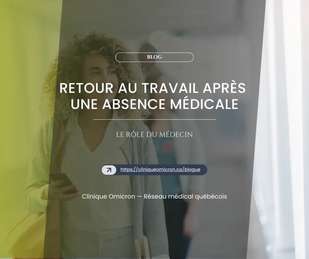 Femme souriante tenant un smartphone, symbolisant le retour au travail après une absence médicale, avec un arrière-plan moderne évoquant le soutien médical et la transition professionnelle.