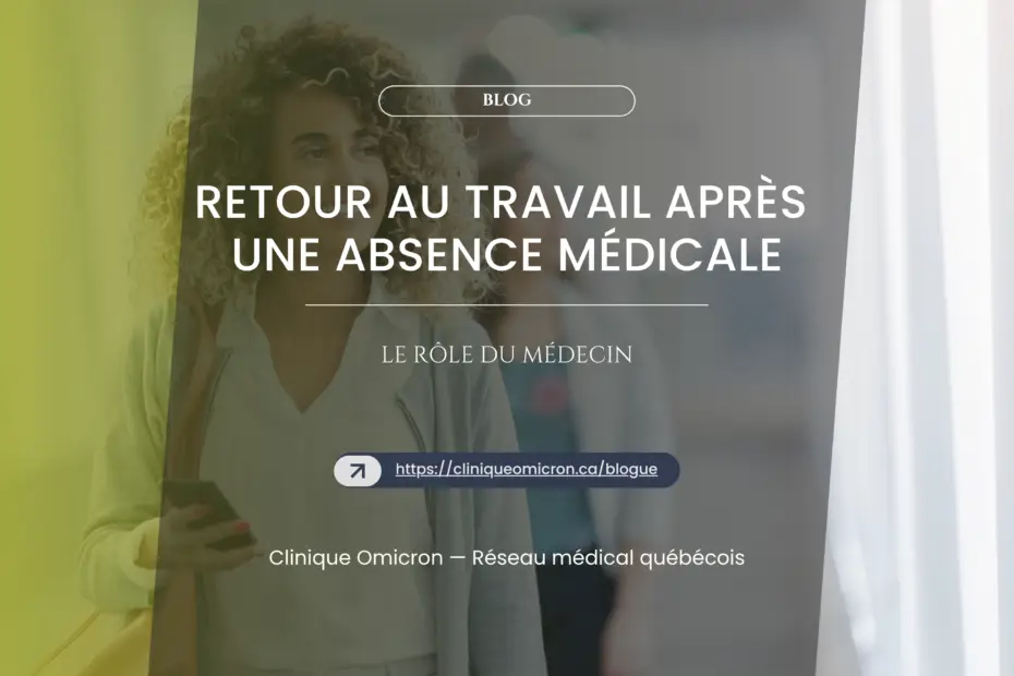 Smiling woman holding a smartphone, symbolizing a return to work after medical leave, with a modern background evoking medical support and professional transition.