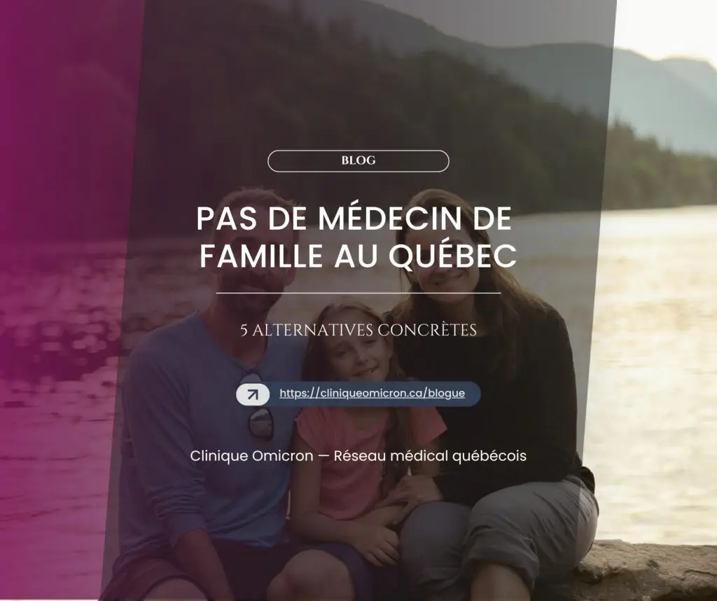 Family of four by a lake with a pink overlay, serving as a blog header with title text overlaid on the image