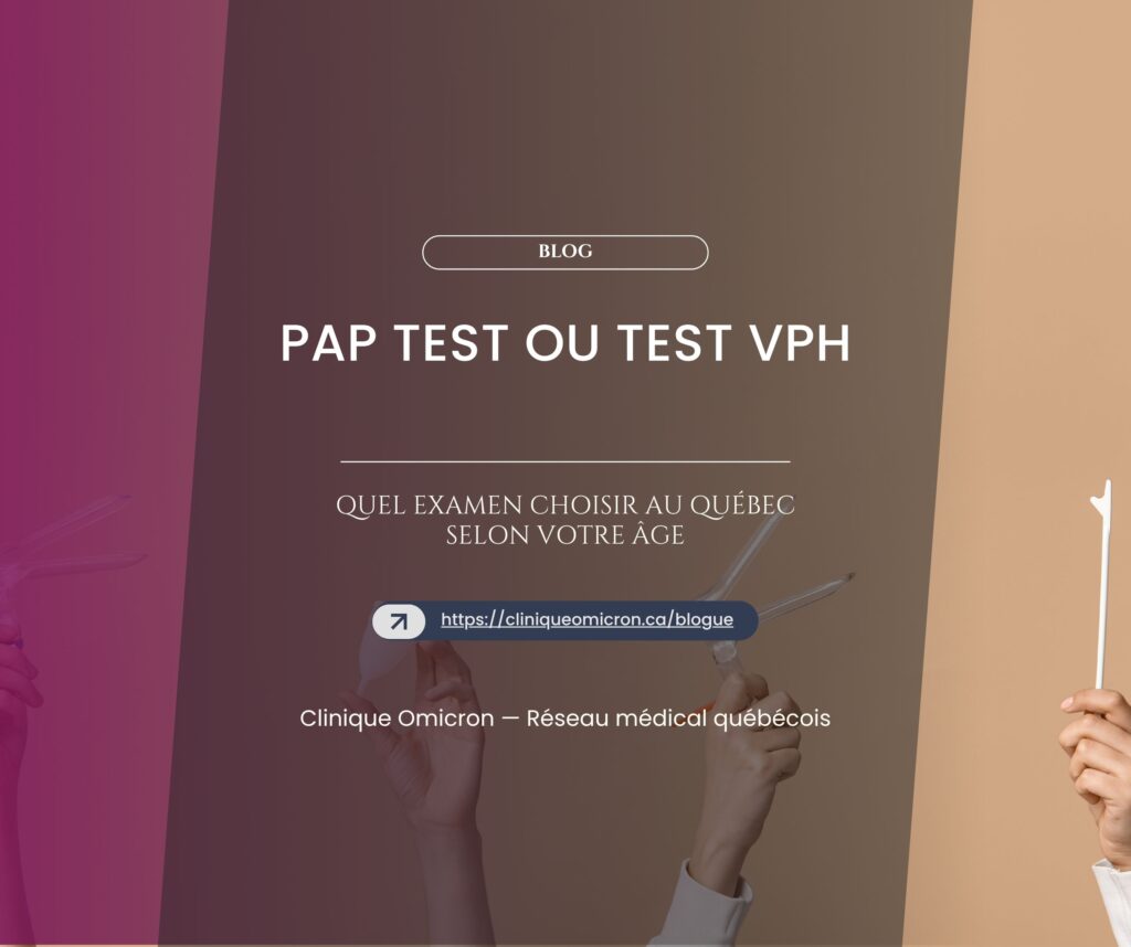 Gradient abstract blog hero with a rounded 'BLOG' button and the French title about choosing exams in Quebec by age.