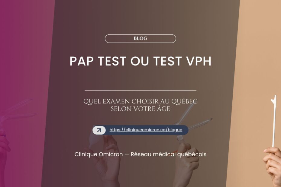 Gradient abstract blog hero with a rounded 'BLOG' button and the French title about choosing exams in Quebec by age.