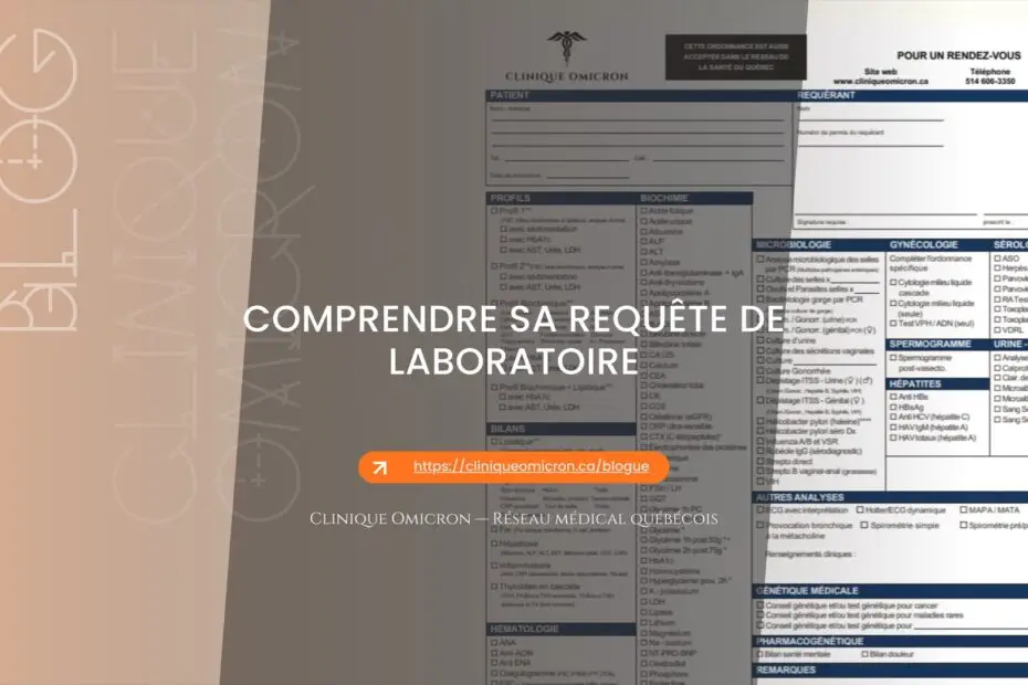 Formulaire de requête d'analyses de laboratoire — comprendre les analyses prescrites