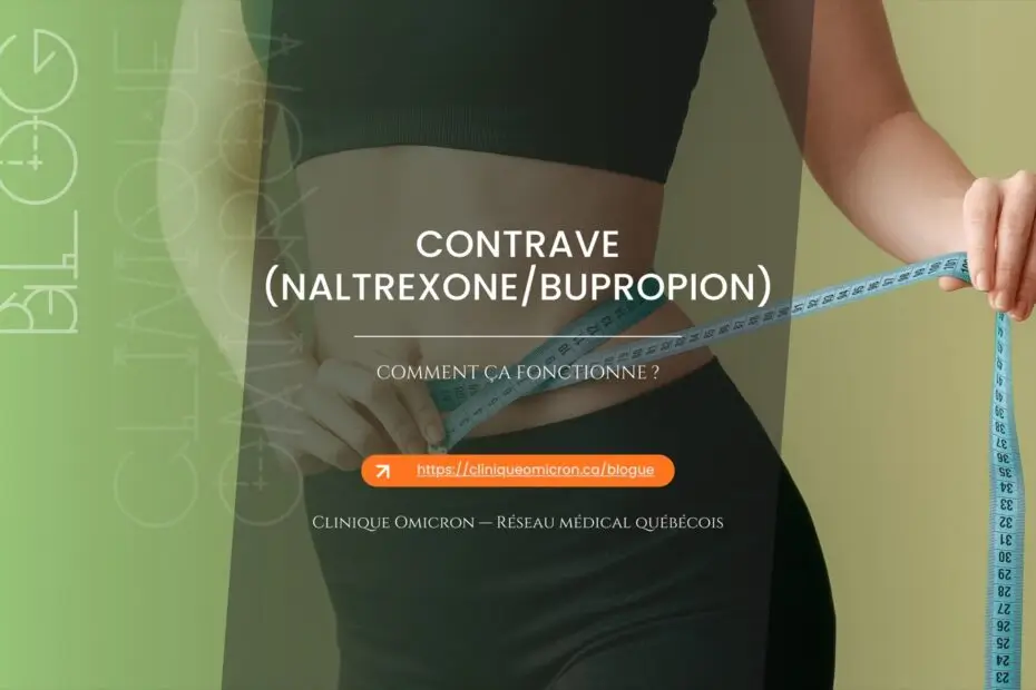 Femme mesurant son tour de taille avec un ruban à mesurer, illustrant le traitement Contrave (naltrexone/bupropion) pour la gestion du poids